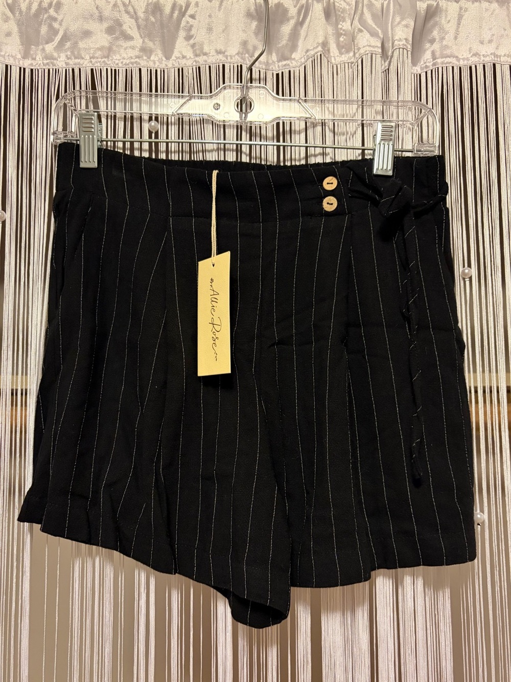 Allie Rose Black Pinstripe High-Waist Shorts